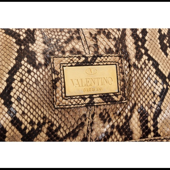 Valentino Brown Python Leather Nuage Bow Tote Bag - Picture 6 of 7